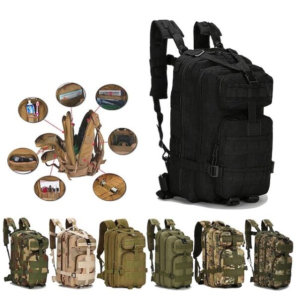30L Military Tactical Backpack with Multiple Compartments (Pack of 3)