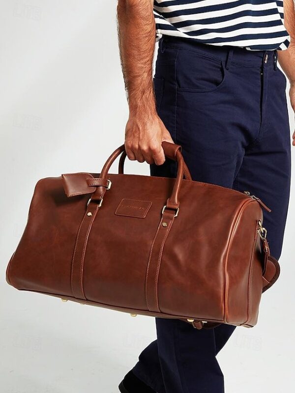 Men’s Versatile Leather Weekender Bag with Integrated Shoe