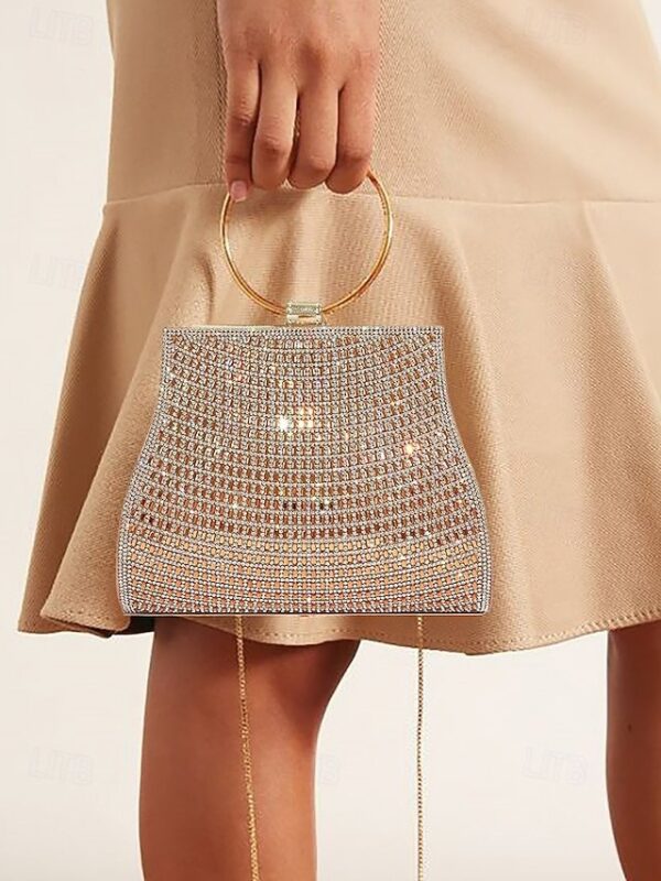 Alternative view of Elegant Crystal Evening Clutch with Gold Ring Handle (Pack of 5)