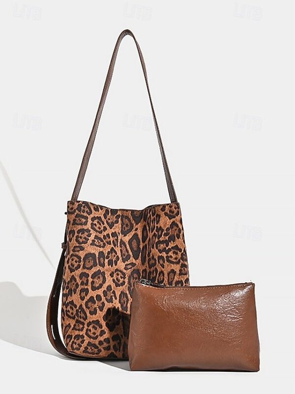 Alternative view of Women’s Suede-Like Faux Leather Tote with Leopard Print (Pack of 70)