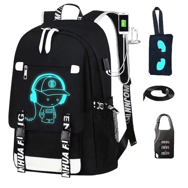 Boys’ Luminous School Backpack with USB Charging Port