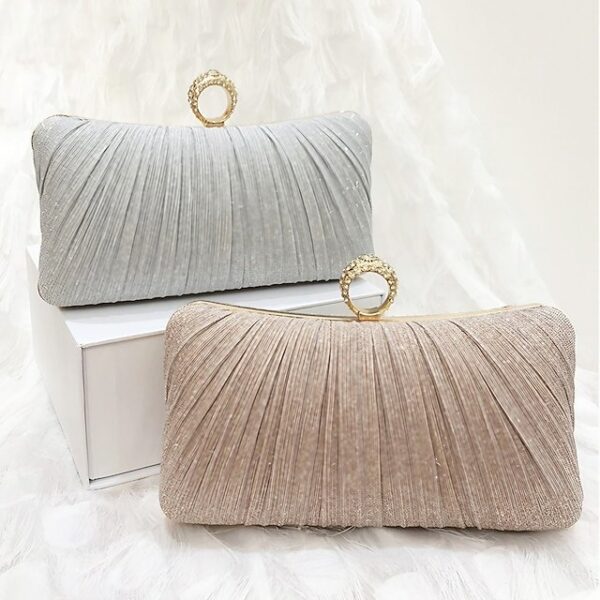 Alternative view of Elegant Gold Glitter Evening Clutch Bag with Rhinestone Ring