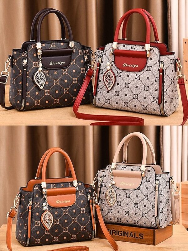 Alternative view of Elegant Women’s Faux Leather Handbag with Red Accents