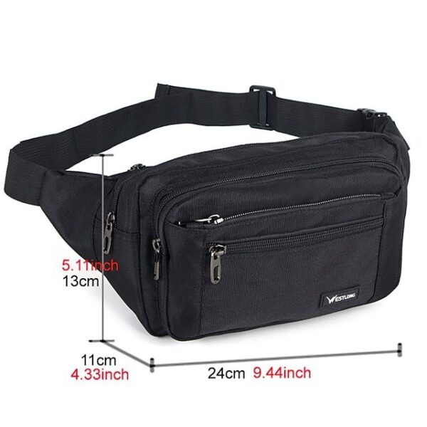 Alternative view of Men’s Black Nylon Travel Fanny Pack, Multi-Pocket Waist