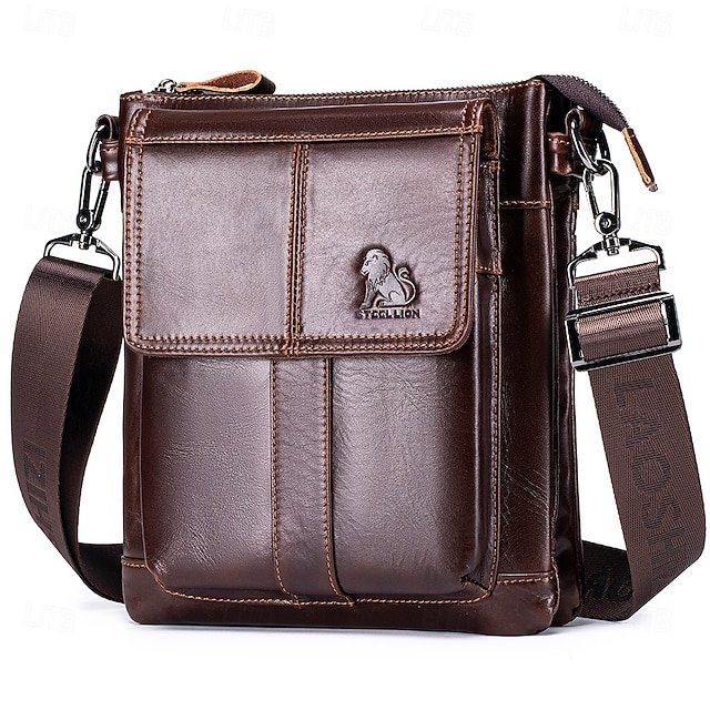 Men’s Cowhide Crossbody Bag with Zipper - Image 7