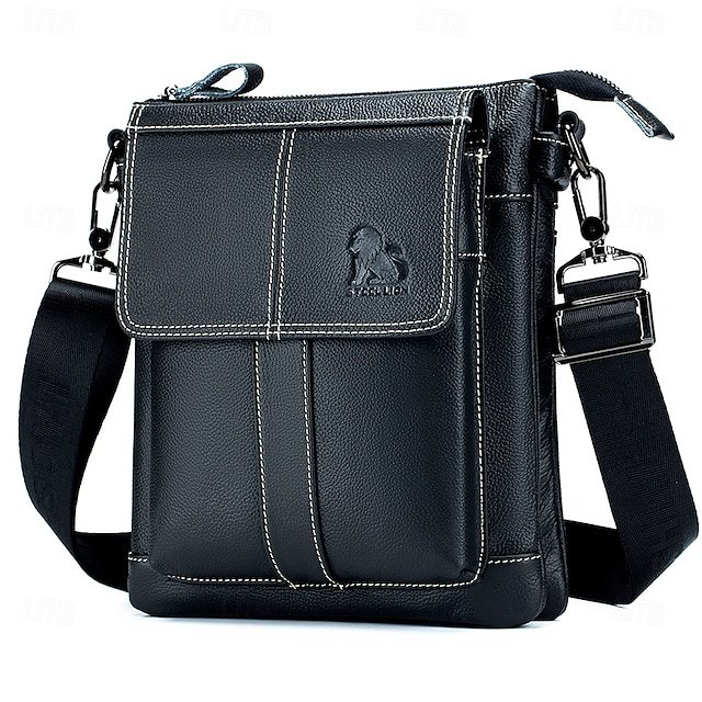 Men’s Cowhide Crossbody Bag with Zipper - Image 8