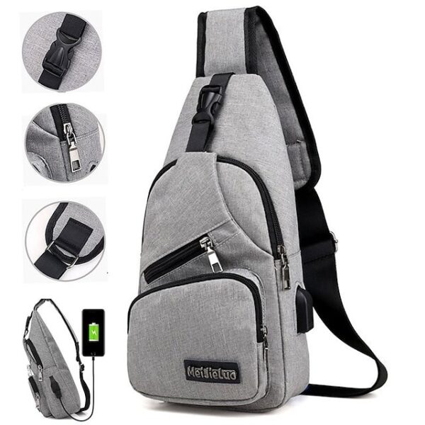 Men’s Crossbody Sling Bag with USB Charging Port