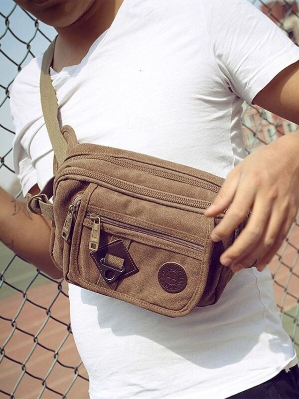 Men’s Durable Canvas Crossbody Bag with Multiple Pockets