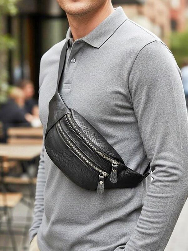 Alternative view of Men’s Genuine Leather Fanny Pack with Zipper