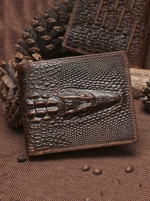Alternative view of Men’s Genuine Leather Wallet with Crocodile Head Design