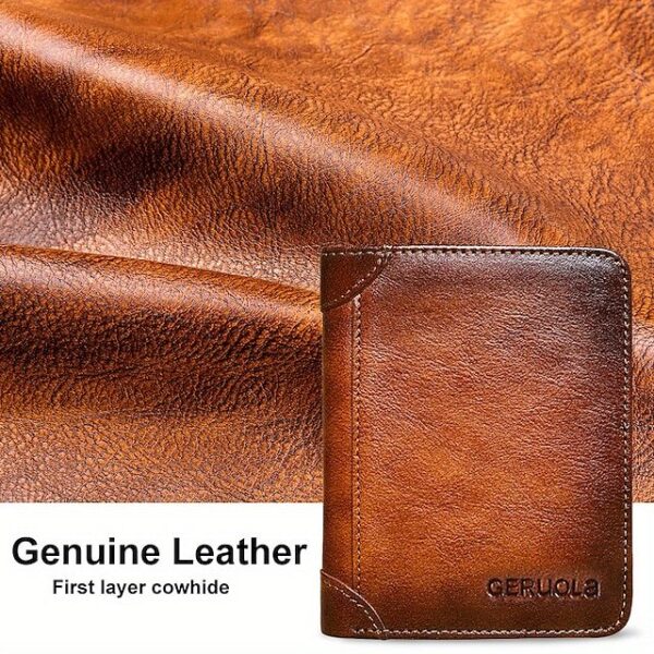 Alternative view of Men’s Large Capacity RFID Blocking Cowhide Leather Wallet