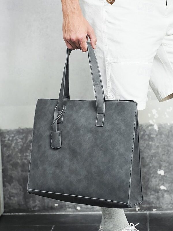 Men’s Large Faux Leather Tote Bag