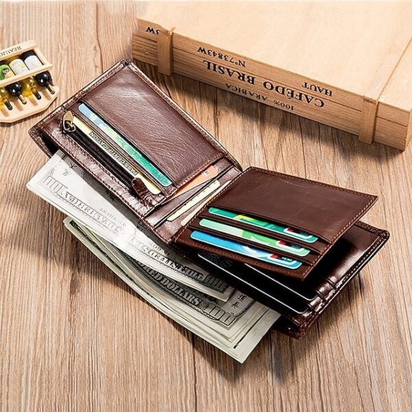 Alternative view of Men’s Leather Wallet with Decorative stitching