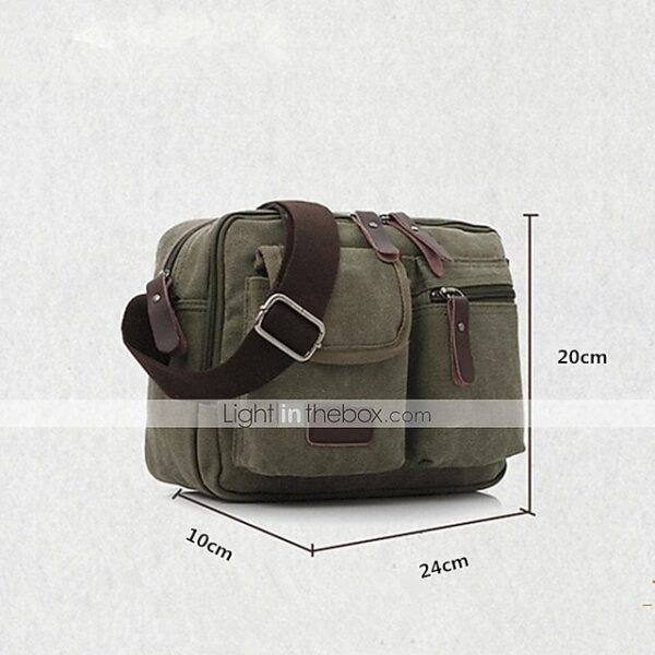 Alternative view of Men’s Vintage Canvas Crossbody Messenger Bag in Khaki