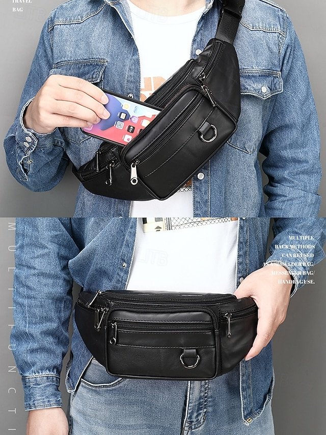 Men’s Vintage Leather Sling Bag Fanny Pack– Crossbody - Image 4