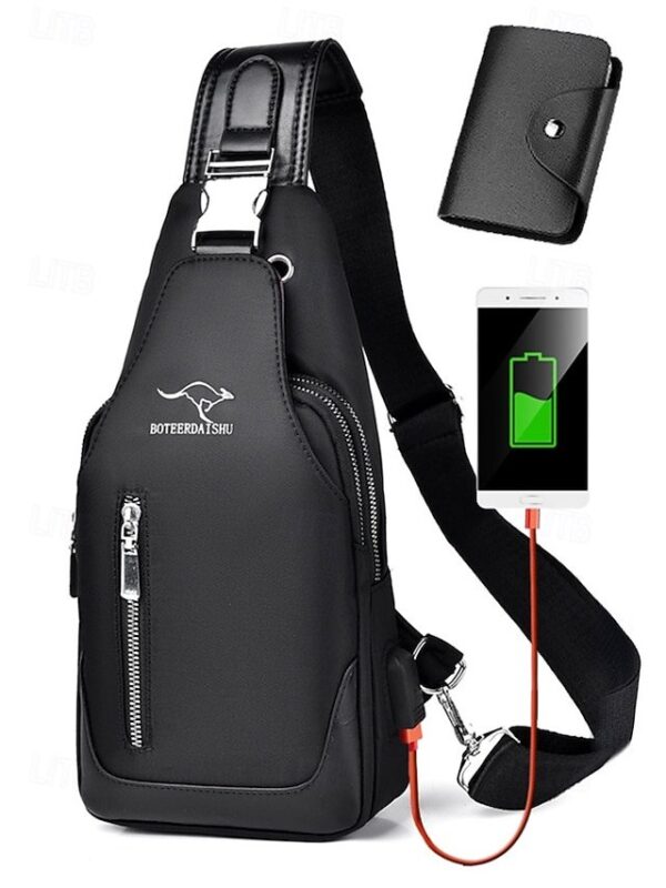 Men’s Oxford Crossbody Bag with Zipper