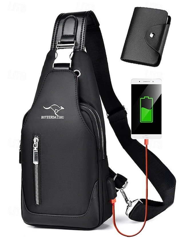 Men’s Oxford Crossbody Bag with Zipper