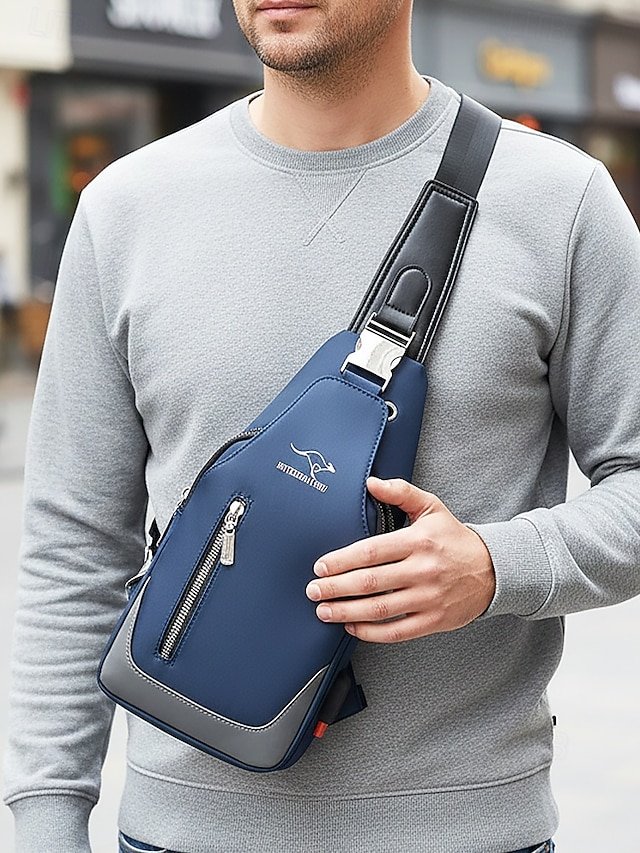Men’s Oxford Crossbody Bag with Zipper - Image 2
