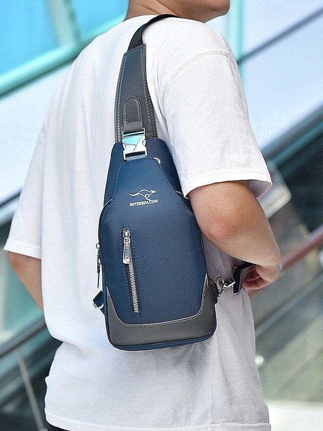 Men’s Oxford Crossbody Bag with Zipper - Image 3