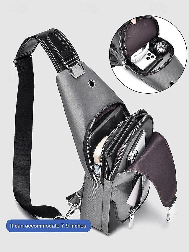 Men’s Oxford Crossbody Bag with Zipper - Image 8