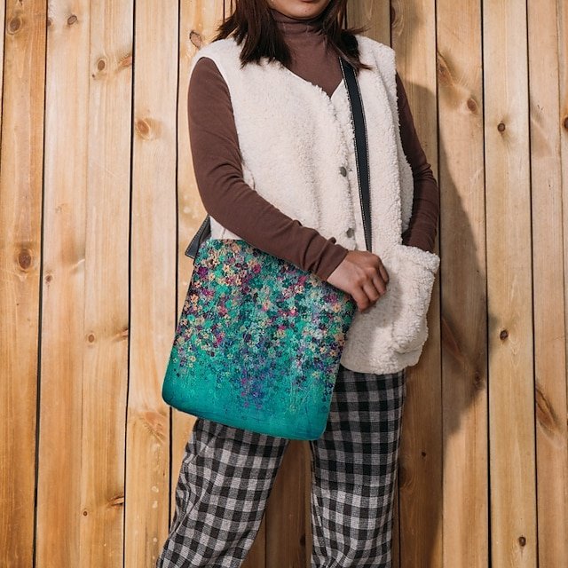Women’s Artistic Floral Print Crossbody Bag - Image 2