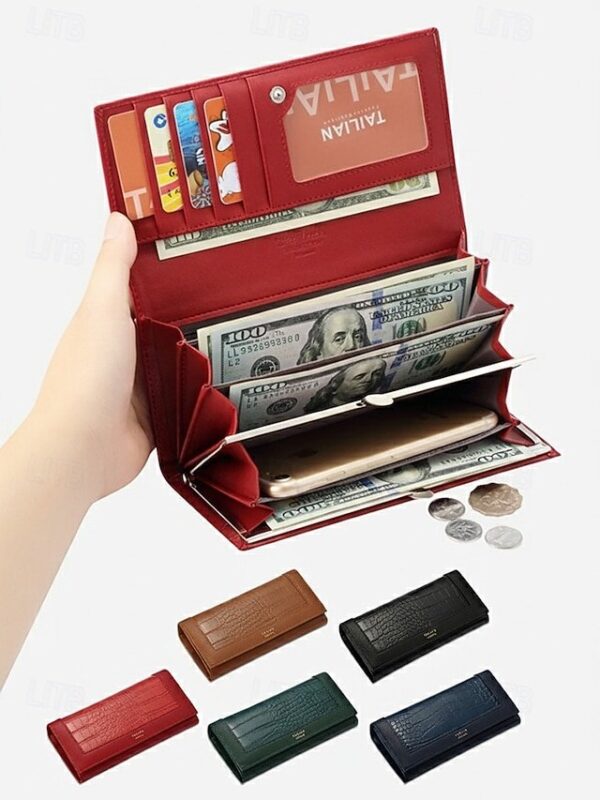 Women’s Crocodile Pattern Faux Leather Long Wallet