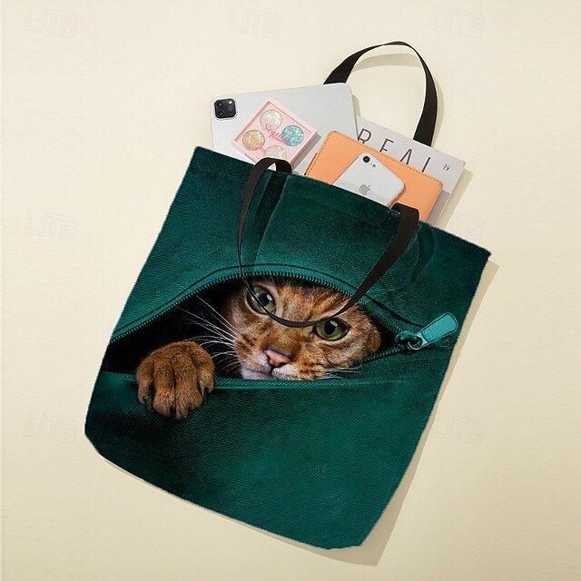 Women’s Cute Kitten Print Tote Bag - Image 6