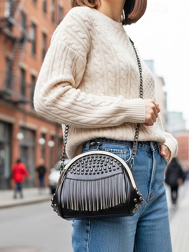 Women’s Large Capacity Faux Leather Fringe Crossbody Bag - Image 3