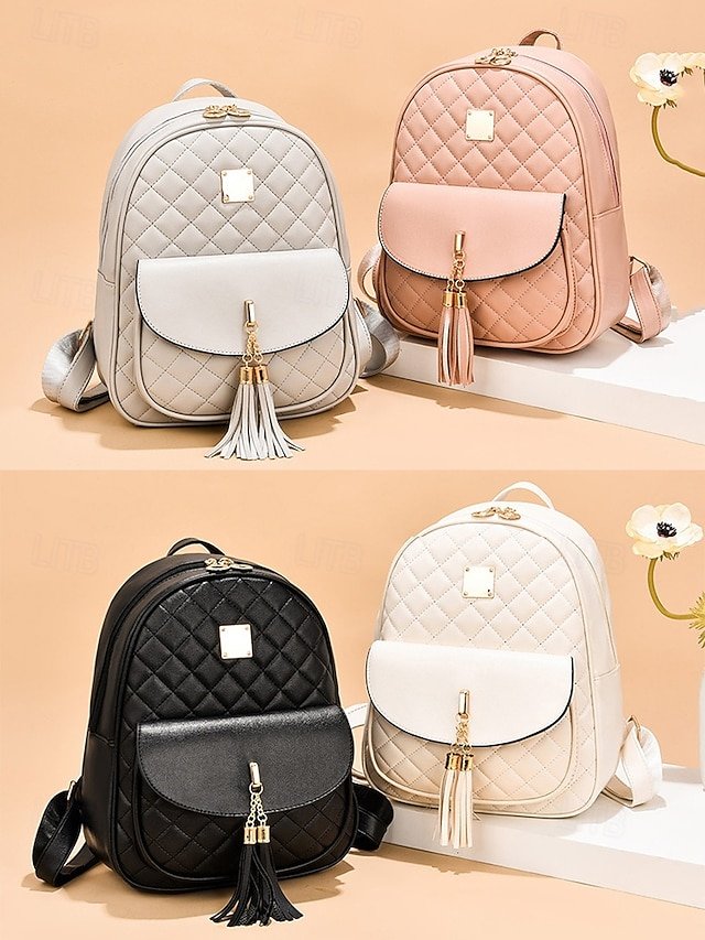Women’s Quilted Pink Leather Backpack with Wristlet Card Holder - Image 4