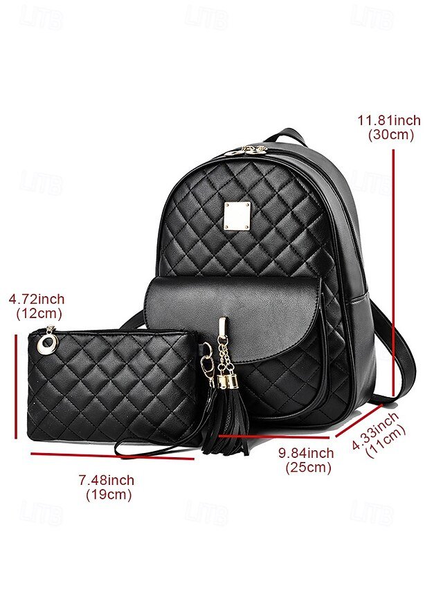 Women’s Quilted Pink Leather Backpack with Wristlet Card Holder - Image 5