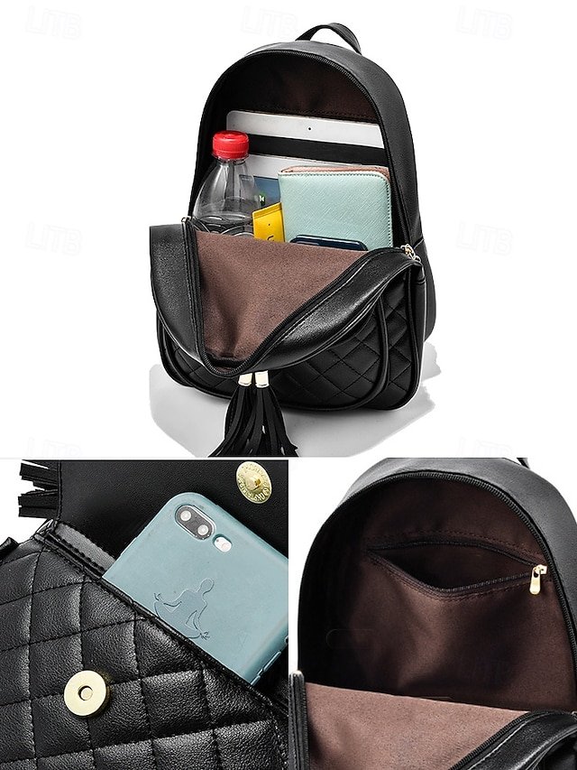 Women’s Quilted Pink Leather Backpack with Wristlet Card Holder - Image 7