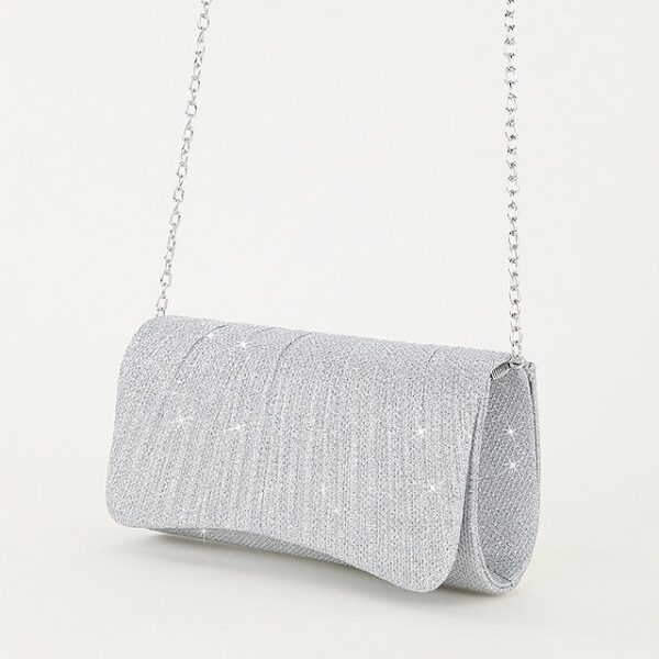 Women’s Silver Glitter Evening Clutch Purse