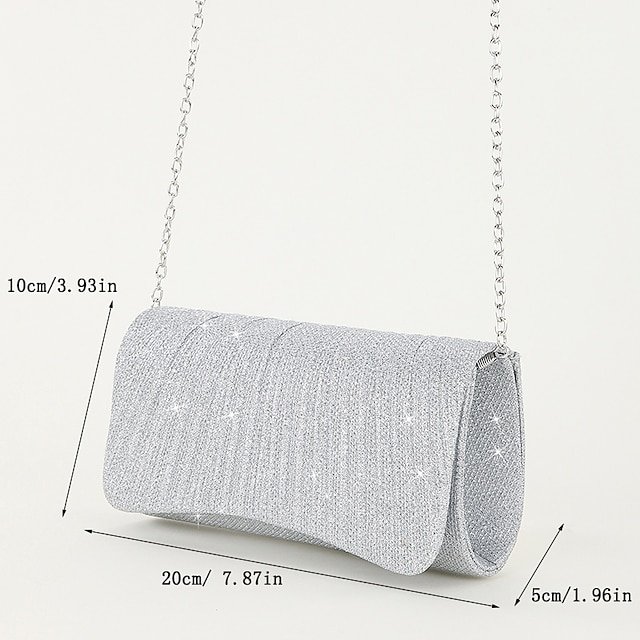Women’s Silver Glitter Evening Clutch Purse - Image 7