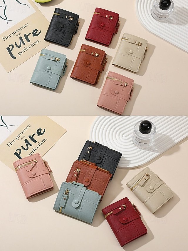 Women’s Small Bifold Wallet with Zipper Coin Pocket - Image 5