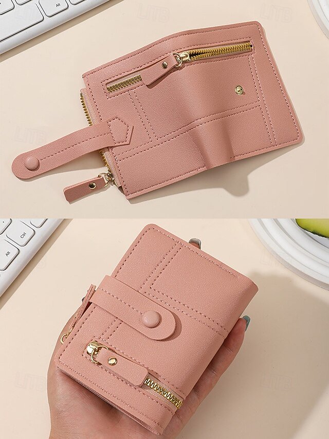 Women’s Small Bifold Wallet with Zipper Coin Pocket - Image 7