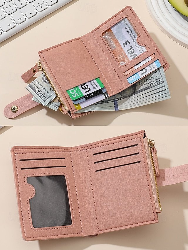 Women’s Small Bifold Wallet with Zipper Coin Pocket - Image 8