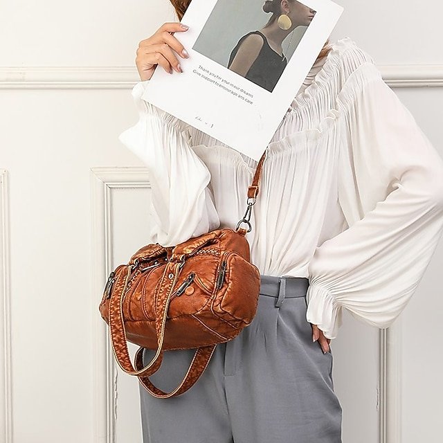 Women’s Vintage Brown Leather Shoulder Bag - Image 5