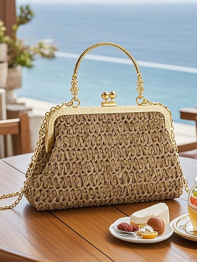 Women’s Vintage Woven Straw Handbag