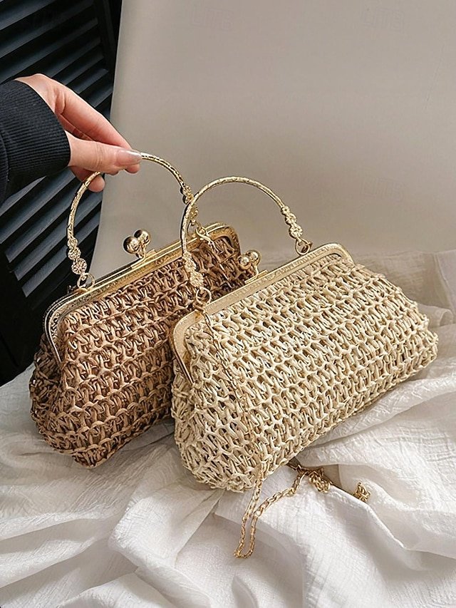 Women’s Vintage Woven Straw Handbag - Image 6