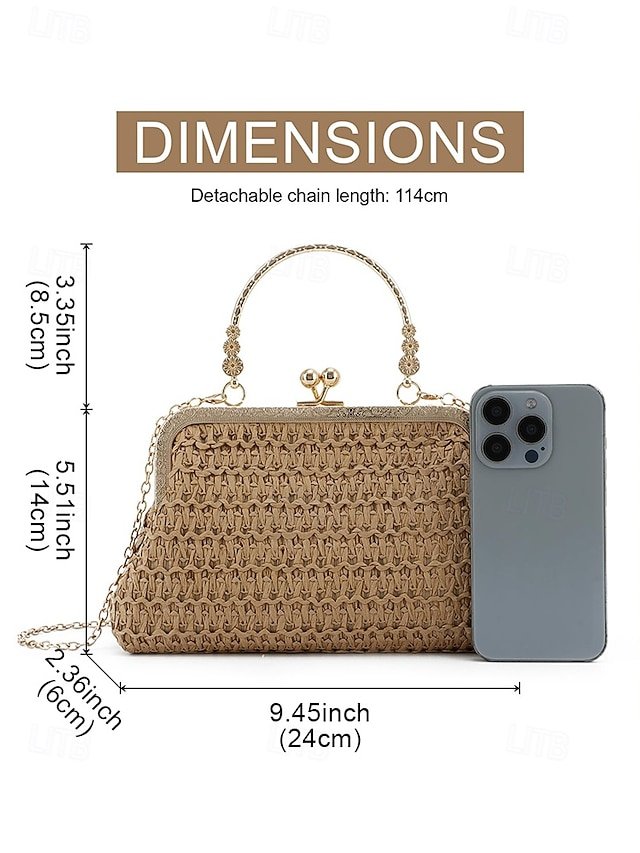 Women’s Vintage Woven Straw Handbag - Image 7