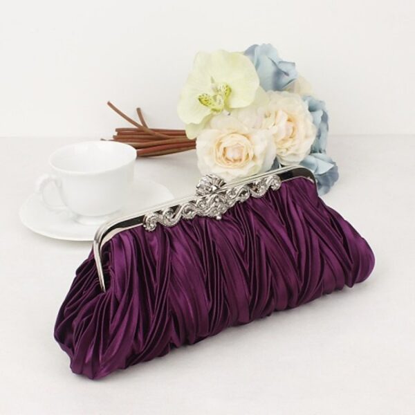 Women’s White Satin Pleated Evening Clutch